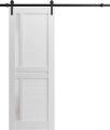 Sturdy Barn Door Frosted Glass | Veregio 7288 White Silk | 6.6FT Rail Hangers Heavy Hardware Set | Solid Panel Interior Doors-36" x 84" White