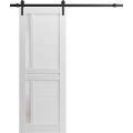 Sturdy Barn Door | Veregio 7288 White Silk with Frosted Glass | 6.6FT Rail Hangers Heavy Hardware Set | Solid Panel Interior Doors White