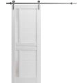 Sturdy Barn Door | Veregio 7288 Light Grey Oak with Frosted Glass | 6.6FT Silver Rail Hangers Heavy Hardware Set | Solid Panel Interior Doors White