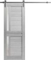 Sturdy Barn Door Frosted Glass | Veregio 7288 Light Grey Oak | 6.6FT Rail Hangers Heavy Hardware Set | Solid Panel Interior Doors-28" x 80" Light Grey Oak
