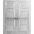Interior Solid French Double Doors | Veregio 7288 Light Grey Oak with Frosted Glass | Wood Solid Panel Frame Trims | Closet Bedroom Sturdy Doors  Light Grey Oak