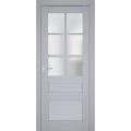 Interior Solid French Door Frosted Glass | Veregio 7339 White Silk | Single Regular Panel Frame Trims Handle | Bathroom Bedroom Sturdy Doors -18" x 84" Matte Grey