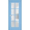 Interior Solid French Door | Veregio 7412 Aquamarine with Frosted Glass | Single Regular Panel Frame Trims Handle | Bathroom Bedroom Sturdy Doors  Aquamarine
