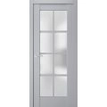 Interior Solid French Door | Veregio 7412 Aquamarine with Frosted Glass | Single Regular Panel Frame Trims Handle | Bathroom Bedroom Sturdy Doors  Matte Grey