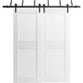 Sliding Closet Barn Bypass Doors 36 x 96 inches / Mela 7444 White Silk / Modern 6.6ft Rails Hardware Set / Wood Solid Bedroom Wardrobe Doors  White