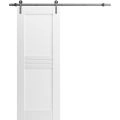 Modern Barn Door with Hardware / Mela 7444 / 6.6FT Rail Track Set / Solid Panel Interior Doors-18" x 96" White
