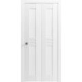 Sliding Closet Bi-fold Doors | Mela 7444 White Silk | Sturdy Tracks Moldings Trims Hardware Set | Wood Solid Bedroom Wardrobe Doors  White
