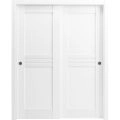 Sliding Closet Bypass Doors 36 x 84 inches / Mela 7444 White Silk / Rails Hardware Set / Wood Solid Bedroom Wardrobe Doors  White