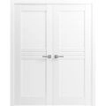 Solid French Double Doors / Mela 7444 White Silk / Wood Solid Panel Frame / Closet Bedroom Modern Doors -36" x 96" White