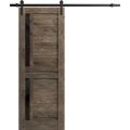 Sturdy Barn Door Frosted Glass | Veregio 7288 White Silk | 6.6FT Rail Hangers Heavy Hardware Set | Solid Panel Interior Doors-42" x 80" Cognac Oak
