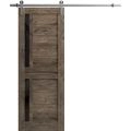 Sturdy Barn Door Frosted Glass | Veregio 7288 Light Grey Oak | 6.6FT Rail Hangers Heavy Hardware Set | Solid Panel Interior Doors-28" x 84" Cognac Oak