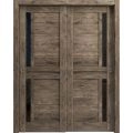 Sliding Closet Bypass Doors | Veregio 7288 White Silk with Frosted Glass | Sturdy Rails Moldings Trims Hardware Set | Wood Solid Bedroom Wardrobe Doors  Cognac Oak