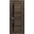 Interior Solid French Door | Veregio 7588 Cognac Oak with Black Glass | Single Regular Panel Frame Trims Handle | Bathroom Bedroom Sturdy Doors  Cognac Oak