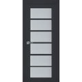Interior Solid French Door Frosted Glass | Veregio 7602 White Silk | Single Regular Panel Frame Trims Handle | Bathroom Bedroom Sturdy Doors -18" x 84" Antracite