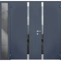 Front Exterior Prehung Aluminum Door / Cynex 6777 Brown / Entry Steel Metal Modern Painted W14+32+14"xH80+16" Right-hand Inswing Gray Graphite