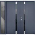 Front Exterior Prehung Aluminum Door / Cynex 6777 Brown / Entry Steel Metal Modern Painted W12+32+12"xH80+12" Left-hand Inswing Gray Graphite