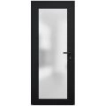Front Exterior Prehung FiberGlass Door Frosted Glass / Manux 8102 Matte Black / Office Commercial and Residential Doors Entrance Patio Garage-W30" x H80"-Left-hand Inswing Black