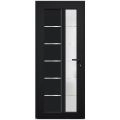 Front Exterior Prehung FiberGlass Door Frosted Glass / Manux 8088 White Silk / Office Commercial and Residential Doors Entrance Patio Garage-W30" x H80"-Left-hand Inswing Black