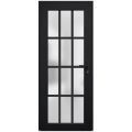 Front Exterior Prehung FiberGlass Door Frosted Glass / Manux 8312 Grey Ash / Office Commercial and Residential Doors Entrance Patio Garage-W36" x H80"-Left-hand Inswing Black