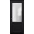 Front Exterior Prehung FiberGlass Door Frosted Glass / Manux 8422 White Silk / Office Commercial and Residential Doors Entrance Patio Garage-W36" x H80"-Right-hand Inswing Black