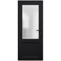 Front Exterior Prehung FiberGlass Door Frosted Glass / Manux 8422 Matte Black / Office Commercial and Residential Doors Entrance Patio Garage-W36" x H80"-Left-hand Inswing Black