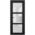 Front Exterior Prehung FiberGlass Door Frosted Glass / Manux 8552 Matte Black / Office Commercial and Residential Doors Entrance Patio Garage Black