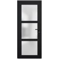 Front Exterior Prehung FiberGlass Door Frosted Glass / Manux 8552 Matte Black / Office Commercial and Residential Doors Entrance Patio Garage-W30" x H80"-Left-hand Inswing Black