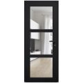 Front Exterior Prehung FiberGlass Door Clear Glass See-through / Manux 8555 Matte Black Clear Glass / Office Commercial and Residential Doors Entrance Patio Garage-W36" x H80"-Left-hand Inswing Black