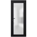 Front Exterior Prehung FiberGlass Door Frosted Glass / Manux 8102 Matte Black / Office Commercial and Residential Doors Entrance Patio Garage-W36" x H80"-Right-hand Inswing Black