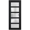 Front Exterior Prehung FiberGlass Door Frosted Glass / Manux 8002 Matte Black / Office Commercial and Residential Doors Entrance Patio Garage-W30" x H80"-Left-hand Inswing Black