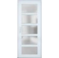Front Exterior Prehung FiberGlass Door Frosted Glass / Manux 8002 White Silk / Office Commercial and Residential Doors Entrance Patio Garage-W36" x H80"-Right-hand Inswing White