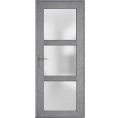 Front Exterior Prehung FiberGlass Door Frosted Glass / Manux 8552 Matte Black / Office Commercial and Residential Doors Entrance Patio Garage Gray Ash