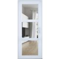Front Exterior Prehung FiberGlass Door Clear Glass See-through / Manux 8555 Matte Black Clear Glass / Office Commercial and Residential Doors Entrance Patio Garage-W36" x H80"-Left-hand Inswing White