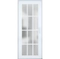 Front Exterior Prehung FiberGlass Door Frosted Glass / Manux 8312 Grey Ash / Office Commercial and Residential Doors Entrance Patio Garage-W36" x H80"-Left-hand Inswing White