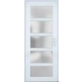 Front Exterior Prehung FiberGlass Door Frosted Glass / Manux 8002 Matte Black / Office Commercial and Residential Doors Entrance Patio Garage-W30" x H80"-Left-hand Inswing White