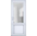 Front Exterior Prehung FiberGlass Door Frosted Glass / Manux 8422 White Silk / Office Commercial and Residential Doors Entrance Patio Garage-W36" x H80"-Right-hand Inswing White