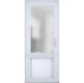 Front Exterior Prehung FiberGlass Door Frosted Glass / Manux 8422 Matte Black / Office Commercial and Residential Doors Entrance Patio Garage-W36" x H80"-Left-hand Inswing White