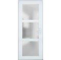 Front Exterior Prehung FiberGlass Door Frosted Glass / Manux 8552 Matte Black / Office Commercial and Residential Doors Entrance Patio Garage-W30" x H80"-Left-hand Inswing White