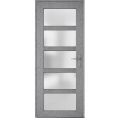 Front Exterior Prehung FiberGlass Door Frosted Glass / Manux 8002 Matte Black / Office Commercial and Residential Doors Entrance Patio Garage-W30" x H80"-Left-hand Inswing Gray Ash