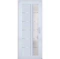 Front Exterior Prehung FiberGlass Door Frosted Glass / Manux 8088 White Silk / Office Commercial and Residential Doors Entrance Patio Garage-W30" x H80"-Left-hand Inswing White