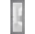 Front Exterior Prehung FiberGlass Door Frosted Glass / Manux 8102 White Silk / Office Commercial and Residential Doors Entrance Patio Garage-W36" x H80"-Right-hand Inswing Gray Ash