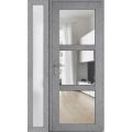 Front Exterior Prehung FiberGlass Door Clear Glass See-through / Manux 8555 Matte Black Clear Glass / Sidelight Exterior Window /  Office Commercial and Residential Doors Entrance Patio Garage-W36+12" x H80"-Right-hand Inswing Gray Ash