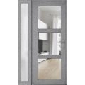 Front Exterior Prehung FiberGlass Door Clear Glass See-through / Manux 8555 Matte Black Clear Glass / Sidelight Exterior Window / Office Commercial and Residential Doors Entrance Patio Garage-W36+16" x H80"-Left-hand Inswing Gray Ash