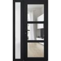 Front Exterior Prehung FiberGlass Door Clear Glass See-through / Manux 8555 Matte Black Clear Glass / Sidelight Exterior Window / Office Commercial and Residential Doors Entrance Patio Garage-W30+16" x H80"-Right-hand Inswing Black