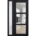 Front Exterior Prehung FiberGlass Door Clear Glass See-through / Manux 8555 Matte Black Clear Glass / Sidelight Exterior Window / Office Commercial and Residential Doors Entrance Patio Garage-W30+12" x H80"-Left-hand Inswing Black