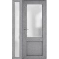 Front Exterior Prehung FiberGlass Door Frosted Glass / Manux 8422 Matte Black / Sidelight Exterior Window / Office Commercial and Residential Doors Entrance Patio Garage-W36+14" x H80"-Right-hand Inswing Gray Ash
