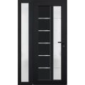 Front Exterior Prehung FiberGlass Door Frosted Glass / Manux 8088 Matte Black / Sidelight Exterior Window / Office Commercial and Residential Doors Entrance Patio Garage-W30+16" x H80"-Left-hand Inswing Black
