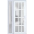 Front Exterior Prehung FiberGlass Door Frosted Glass / Manux 8312 Grey Ash / Sidelight Exterior Window / Office Commercial and Residential Doors Entrance Patio Garage-W36+14" x H80"-Left-hand Inswing White