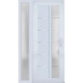Front Exterior Prehung FiberGlass Door Frosted Glass / Manux 8088 Matte Black / Sidelight Exterior Window / Office Commercial and Residential Doors Entrance Patio Garage-W30+16" x H80"-Left-hand Inswing White
