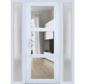 Front Exterior Prehung FiberGlass Door Clear Glass See-through / Manux 8555 Matte Black Clear Glass / 2 Sidelight Exterior Windows / Office Commercial and Residential Doors Entrance Patio Garage-W14+36+14" x H80"-Right-hand Inswing White